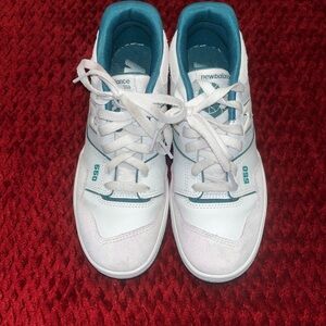 New Balance Kids' White and Teal Sneakers